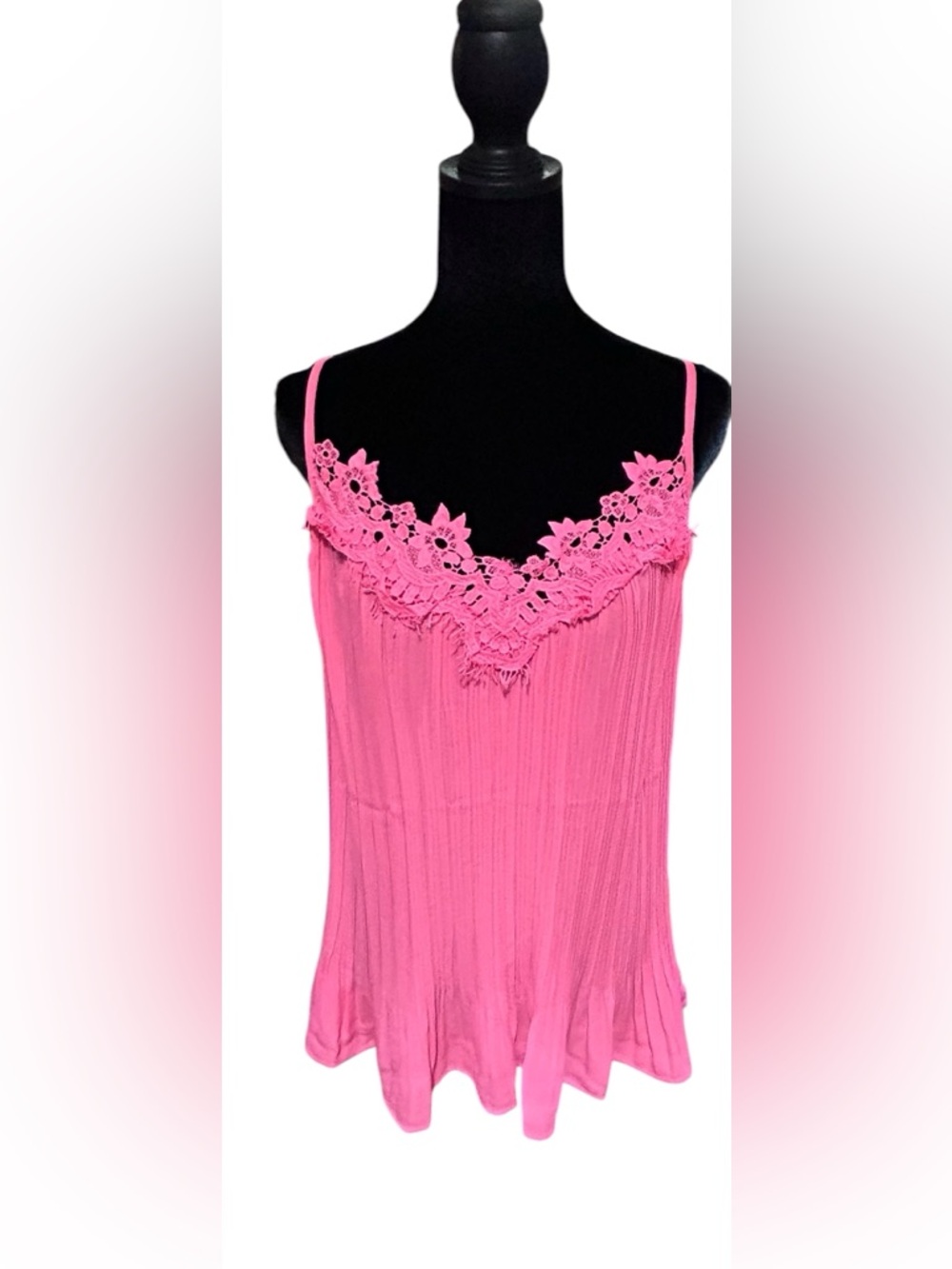BiBi Pink Lace-Trim Cami Top - NWOT Size Large - Picture 4 of 8